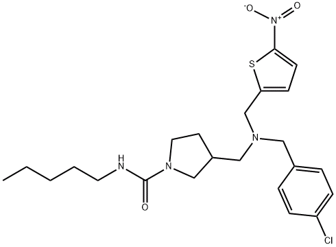 3-((4-氯苄基)(5-硝基噻吩-2-基)甲基)氨基)甲基)-N-戊基吡咯烷-1-甲酰胺,CAS:1379686-29-9