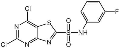 5,7-dichloro-N-(3-fluorophenyl)-[1,3]thiazolo[4,5-d]pyrimidine-2-sulfonamide,cas:1000576-41-9