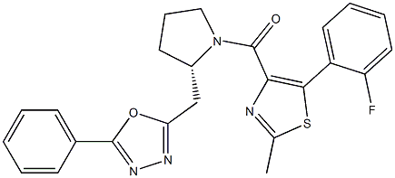 (S)-1-[5-[2-氟苯基]-2-甲基噻唑-4-基]-1-[2-[[5-苯基-[1,3,4]恶二唑-2-基]甲基]吡咯烷-1-基]甲酮,cas:483313-22-0