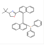 Oxazole, 4-(1,1-dimethylethyl)-2-[(1S)-2'-(diphenylphosphino)[1,1'-binaphthalen]-2-yl]-4,5-dihydro-, (4S)- (9CI)，cas586356-02-7