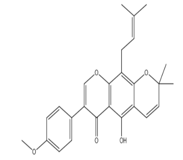 5-Hydroxy-3-(4-methoxyphenyl)-8,8-dimethyl-10-(3-methylbut-2-en-1-yl)pyro[3,2-g]chromen-4(8H)-one|cas4225-28-9