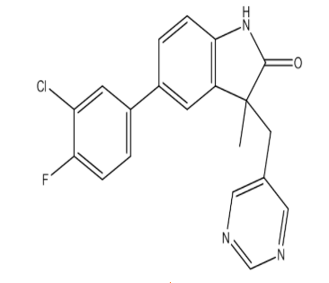 5-(3-氯-4-氟苯基)-1,3-二氢-3-甲基-3-(5-嘧啶甲基)-2H-吲哚-2-酮|cas1141080-83-2