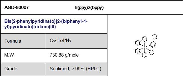 双(2-苯基吡啶酸)[2-(联苯-4-基)吡啶]铱(II),AGD-80007