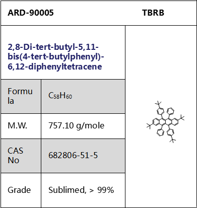 2,8-二叔丁基-5,11-双(4-叔丁基苯基)-6,12-二苯基四烯cas:682806-51-5,TBRB