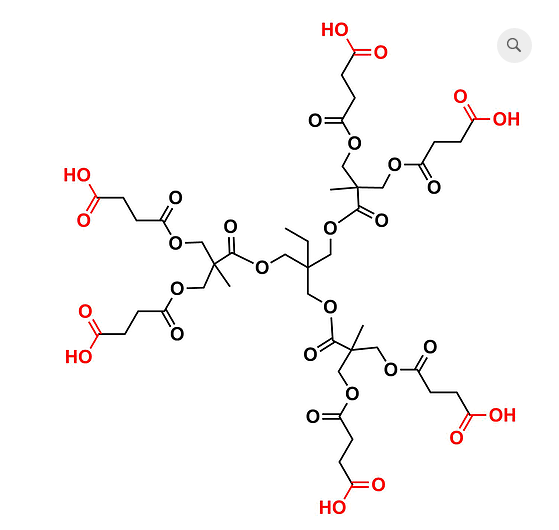 Bis-MPA Carboxyl Dendrimer, G1, TMP Core 三羟甲基丙烷核心的二羟甲基丙酸羧基修饰的第一代树枝状聚合物