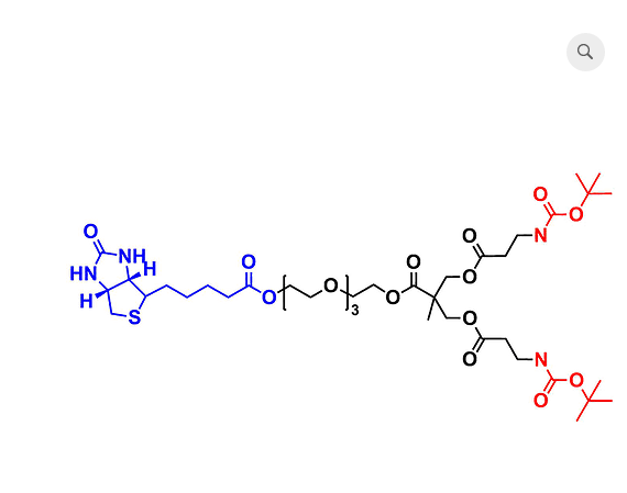 bis-MPA NHBoc Dendron, Biotin Core, G1 生物素为核心的二羟甲基丙酸叔丁氧羰基修饰的一代超支化大分子