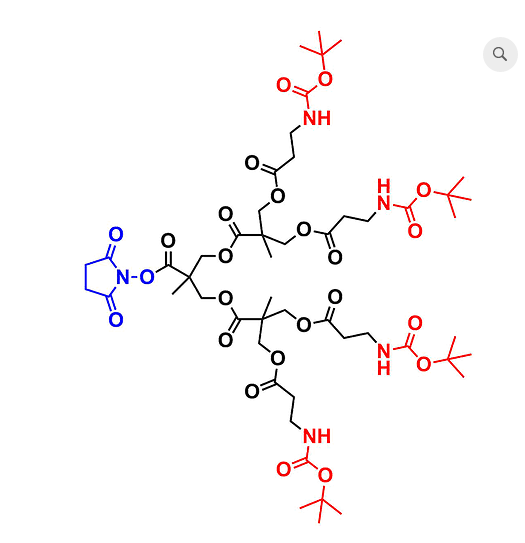 bis-MPA NHBoc Dendron, NHS Core, G2 NHS核的二羟甲基丙酸叔丁氧羰基修饰的二代超支化大分子