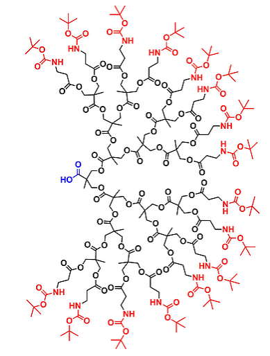 bis-MPA NHBoc Dendron, Carboxyl Core, G4 羧基为核的二羟甲基丙酸叔丁氧羰基修饰的四代超支化大分子