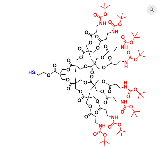 bis-MPA NHBOC Dendron, Thiol Core, G3 硫醇核的二羟甲基丙酸叔丁氧羰基修饰的三代超支化大分子