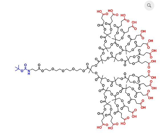 bis-MPA Carboxyl Dendron, NH-BOC Core, G4 叔丁氧羰基核的二羟甲基丙酸羧基修饰的四代超支化大分子