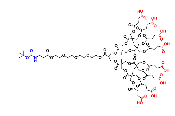 bis-MPA Carboxyl Dendron, NH-BOC Core, G3 叔丁氧羰基核的二羟甲基丙酸羧基修饰的三代超支化大分子