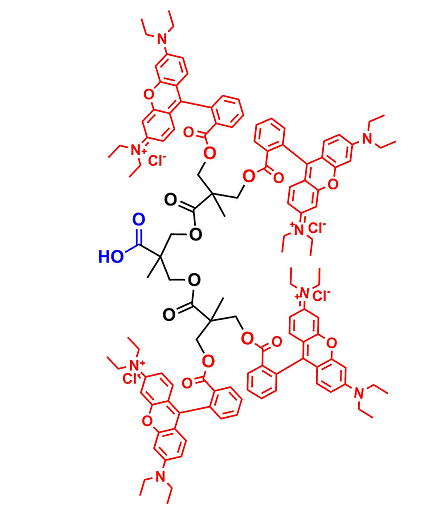 bis-MPA Rhodamine Dendron, COOH Core, G2 COOH核的二羟甲基丙酸罗丹明修饰的二代超支化大分子