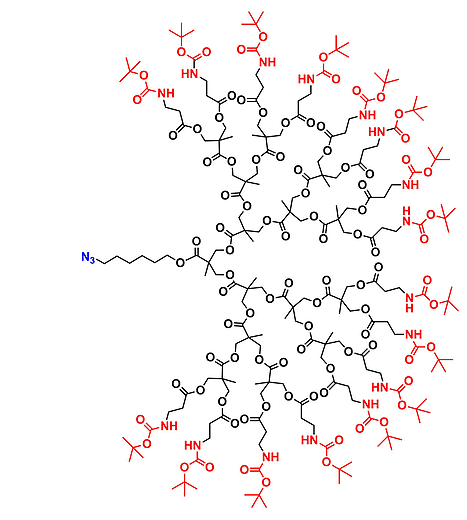 bis-MPA NHBoc Dendron, Azide Core, G4 叠氮化物核的二羟甲基丙酸叔丁氧羰基修饰的四代超支化大分子
