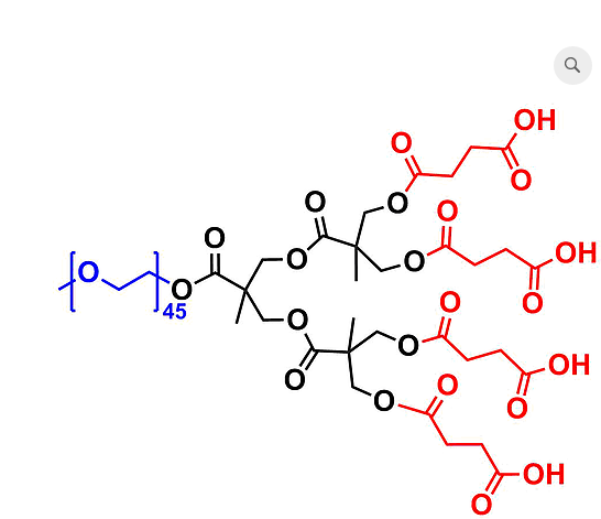 bis-MPA Dendronised mPEG 2k, Carboxyl Functional G2 甲氧基-聚乙二醇2k核的二羟甲基丙酸羧基修饰的二代树状聚合物交联产品