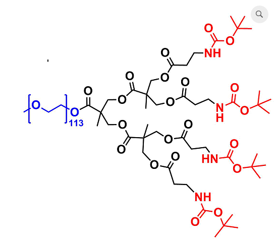 bis-MPA Dendronised mPEG 5k, NHBOC Functional, G2 甲氧基-聚乙二醇5k核的二羟甲基丙酸叔丁氧羰基修饰的二代树状聚合物交联产品