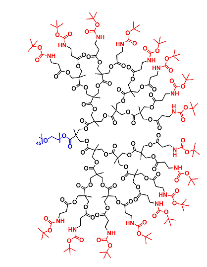 bis-MPA Dendronised mPEG 2k, NHBOC Functional, G4 甲氧基-聚乙二醇2k核的二羟甲基丙酸叔丁氧羰基修饰的四代树状聚合物交联产品