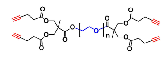 bis-MPA Dendronised PEG 20k, Acetylene Functional, G1 聚乙二醇20k核的二羟甲基丙酸乙炔修饰的一代树状聚合物交联产品