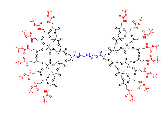 bis-MPA Dendronised PEG 6k, NHBOC Functional, G3 聚乙二醇6k核的二羟甲基丙酸叔丁氧羰基修饰的三代树状聚合物交联产品
