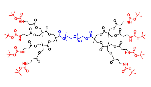 bis-MPA Dendronised PEG 6k, NHBOC Functional, G2 聚乙二醇6k核的二羟甲基丙酸叔丁氧羰基修饰的二代树状聚合物交联产品
