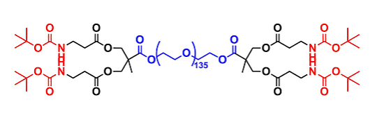 bis-MPA Dendronised PEG 6k, NHBOC Functional, G1 聚乙二醇6k核的二羟甲基丙酸叔丁氧羰基修饰的一代树状聚合物交联产品