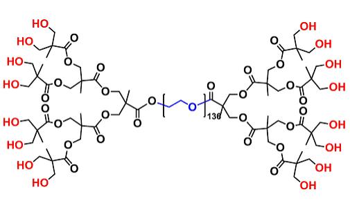 bis-MPA Dendronised PEG 6k, Hydroxyl Functional, G3 聚乙二醇6k核的二羟甲基丙酸羟基修饰的三代树状聚合物交联产品