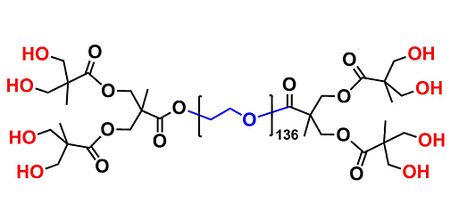 bis-MPA Dendronised PEG 6k, Hydroxyl Functional, G2 聚乙二醇6k核的二羟甲基丙酸羟基修饰的二代树状聚合物交联产品