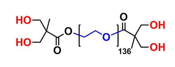 bis-MPA Dendronised PEG 6k, Hydroxyl Functional, G1 聚乙二醇6k核的二羟甲基丙酸羟基修饰的一代树状聚合物交联产品