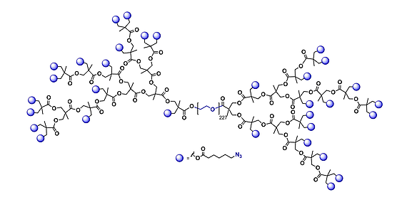 Hyperbrched bis-MPA PEG 10k, Azide Functional G4 聚乙二醇10k核的二羟甲基丙酸叠氮修饰的四代超支化聚合物