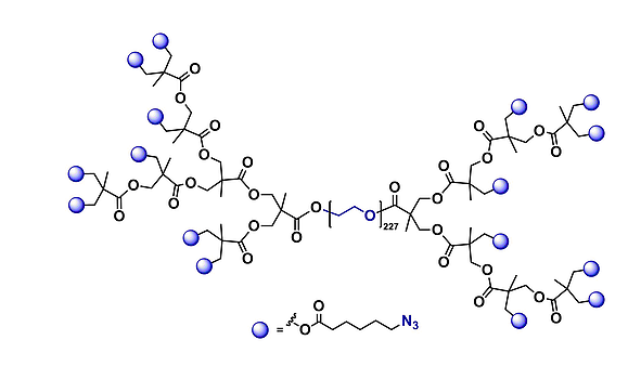 Hyperbrched bis-MPA PEG 10k, Azide Functional G3 聚乙二醇10k核的二羟甲基丙酸叠氮修饰的三代超支化聚合物