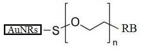 Gold Norods，AuNRs-PEG-RB 末端罗丹明B修饰的聚乙二醇包裹的纳米金棒