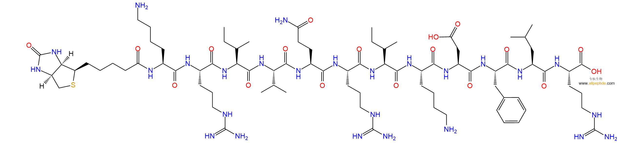 生物素修饰肽:Biotin-KRIVQRIKDFLR,cas:2022956-47-2