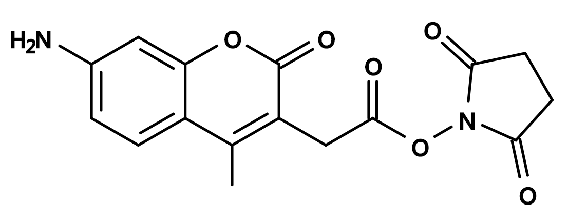 AMCA, succinimidyl ester|7-氨基-4-甲基-3-香豆素醋酸, 琥珀酰亚胺酯