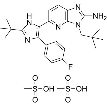 Ralimetinib dimesylate; LY2228820 dimesylate，CAS862507-23-1