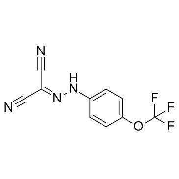 FCCP (Synonyms: Carbonyl cyide 4-(trifluoromethoxy)phenylhydrazone)，CAS370-86-5