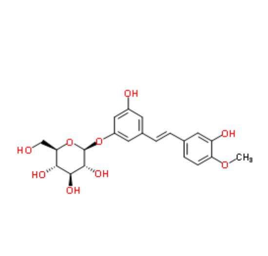 4'-甲氧基-3,3',5-白藜芦醇-3-β-D-吡喃葡萄糖苷，CAS：155-58-8
