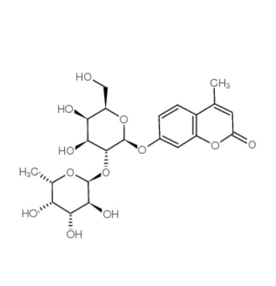4-甲基香豆素基-2-氧-（α-L-吡喃岩藻糖基）-β-D-吡喃半乳糖苷，CAS：225217-42-5