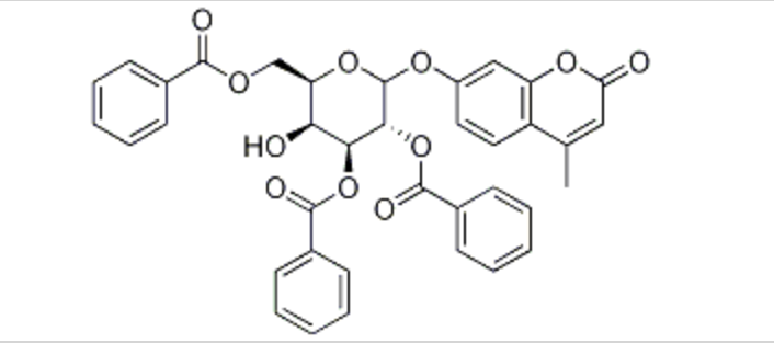 4-甲基香豆素基-2,3,6-三-氧-苯甲酰基-β-D-吡喃葡萄糖苷，CAS：849207-61-0