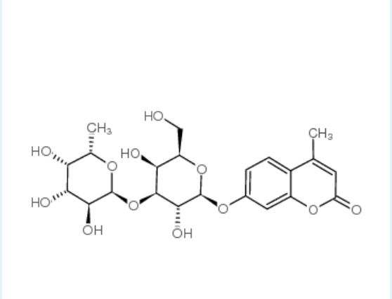 4-甲基香豆素基-3-氧-（α-L-吡喃岩藻糖基）-β-D-吡喃半乳糖苷，CAS：296776-06-2