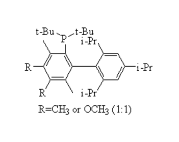 2-二叔丁基膦基-4-甲氧基-3,5,6-三甲基-2&#039;,4&#039;,6&#039;-三-异丙基[1:1异构体混合物,2-二叔丁基膦基-5-甲氧基-3,4,6-三甲基-2,4,6-三异丙基], Me3(OMe)tBuXPhos,cas:1359986-21-2