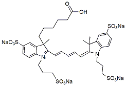 Alexa Fluor™ 647 acid,分子式：C36H43N2Na4O14S4