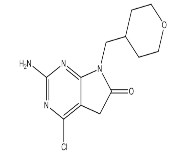 2-Amino-4-chloro-7-((tetrahydro-2H-pyr-4-yl)methyl)-5H-pyrrolo[2,3-d]pyrimidin-6(7H)-one，cas1196886-57-3