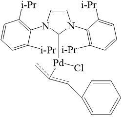 cas:884879-23-6,[1,3-双(2,6-二异丙基苯基)咪唑-2-亚基]氯[3-苯基烯丙基]钯(II)